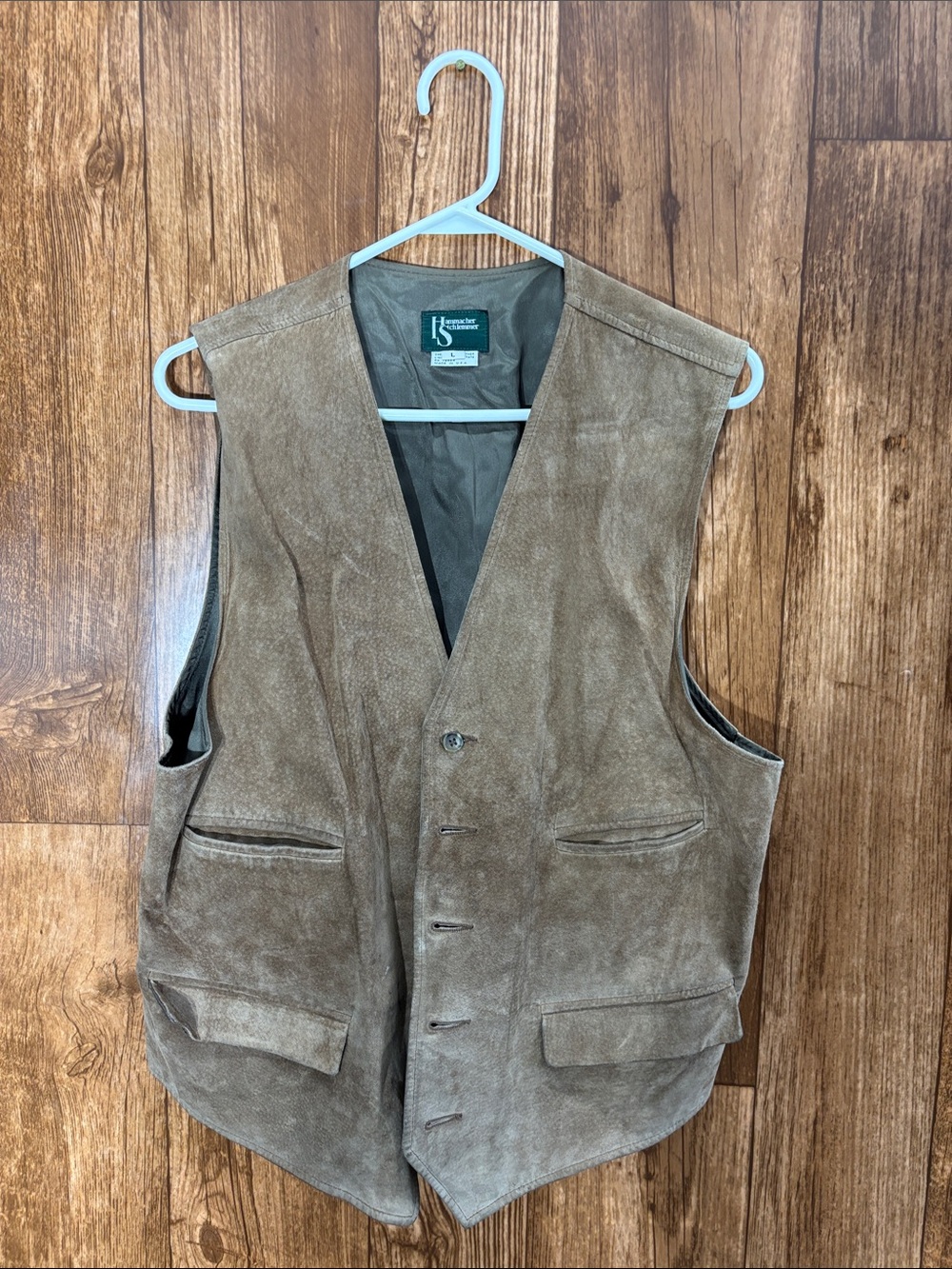 Hammacher Schlemmer Haggar Soft Suede Men's Vest - Taupe Brown